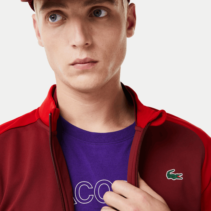 hombres Lacoste 6F241076 rojo burdeos 6hj chaqueta térmica deportiva de golf