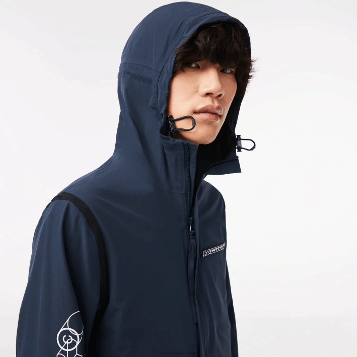 hombres Lacoste 6F2410 kxe azul chamarra corta de poliamida reciclada