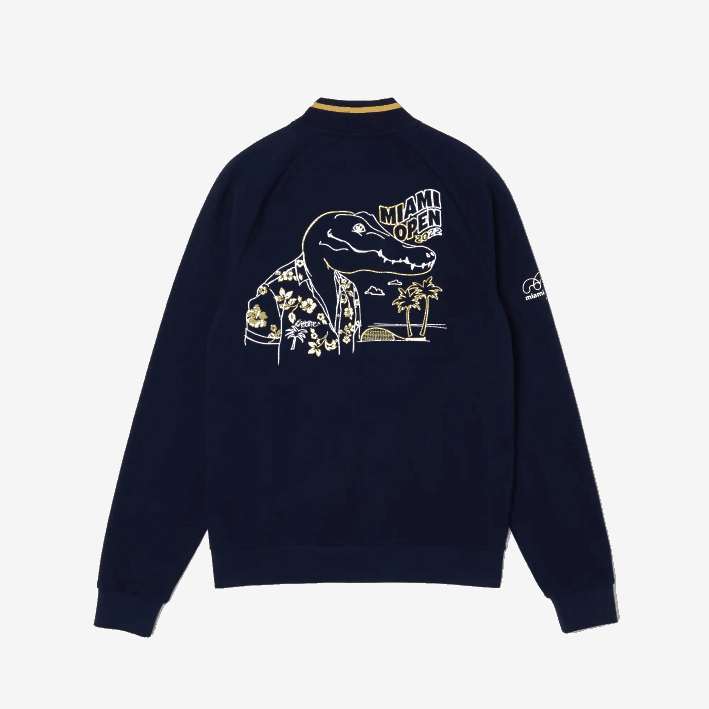 hombres Lacoste 6F241173 azul marino amarillo 144 chamarra miami abierta con estampado de cocodrilo