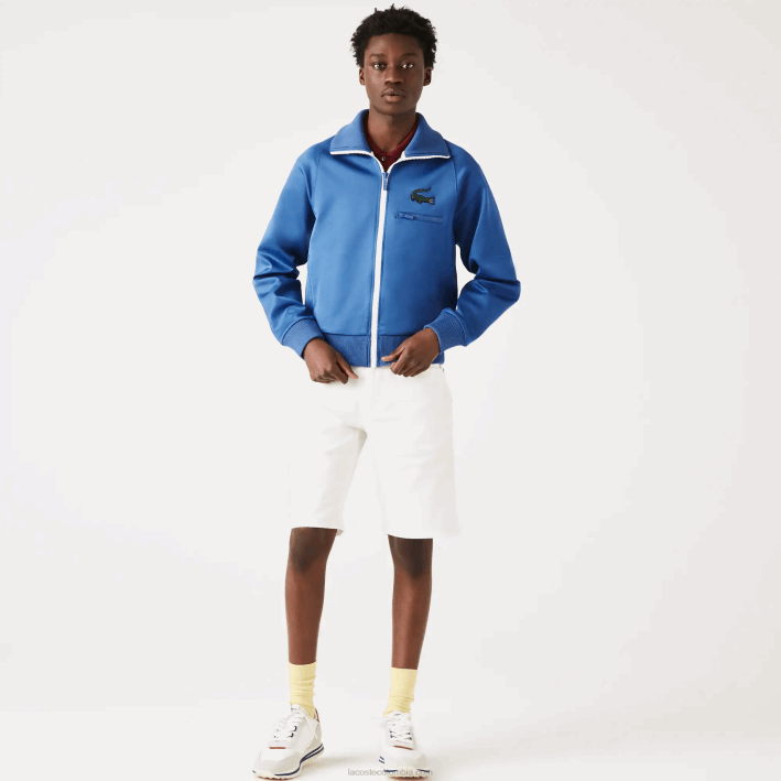 hombres Lacoste 6F241203 azul hn8 chamarra con cremallera y cuello alto de cocodrilo