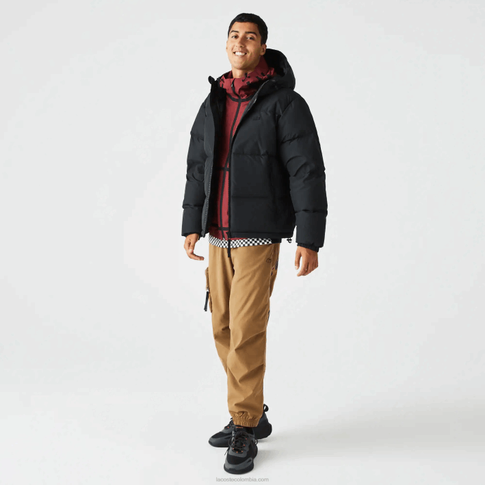 hombres Lacoste 6F241210 negro 031 chamarra acolchada repelente al agua