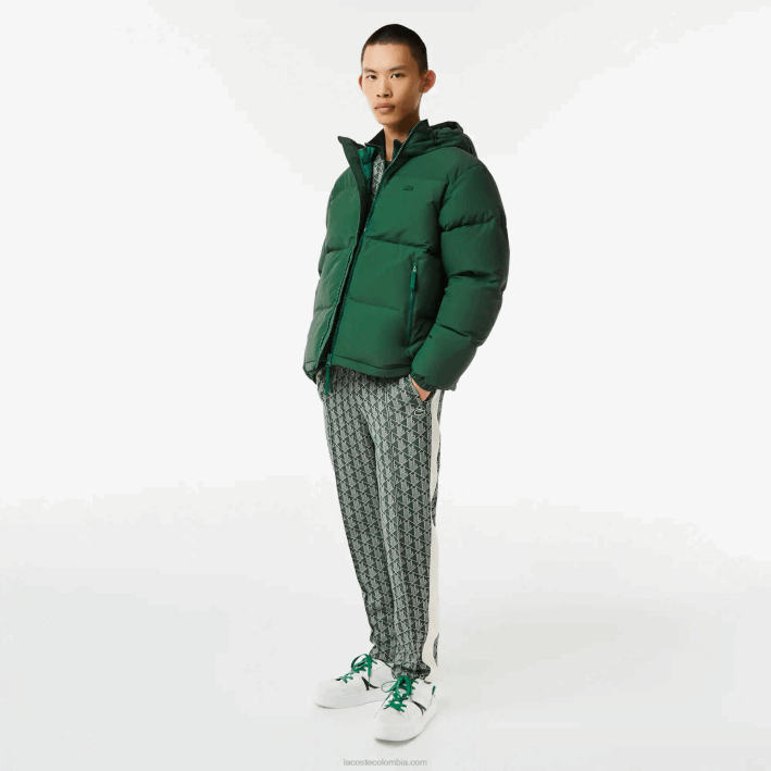 hombres Lacoste 6F241211 verde 132 chamarra acolchada repelente al agua
