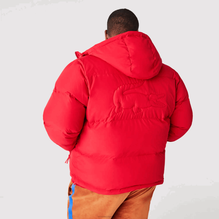 hombres Lacoste 6F241212 rojo 240 chamarra acolchada repelente al agua