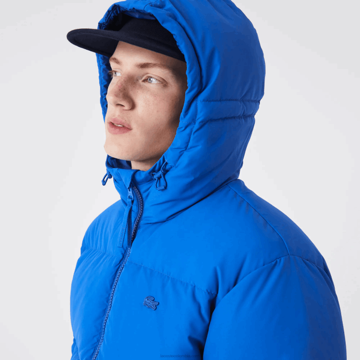 hombres Lacoste 6F241213 k1q azul chamarra acolchada repelente al agua