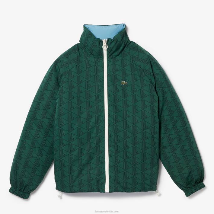hombres Lacoste 6F241226 verde d1r chaqueta reversible repelente al agua