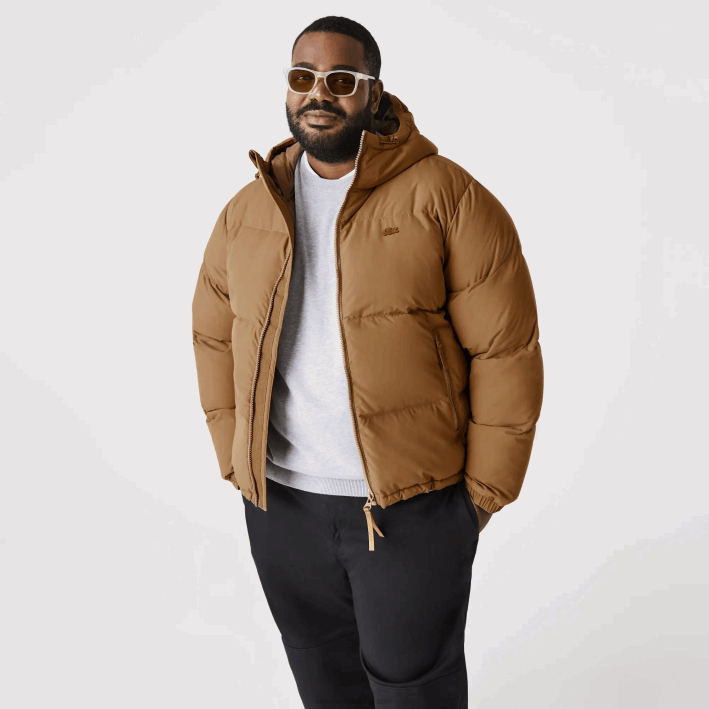 hombres Lacoste 6F241231 marrón z0w chamarra acolchada repelente al agua