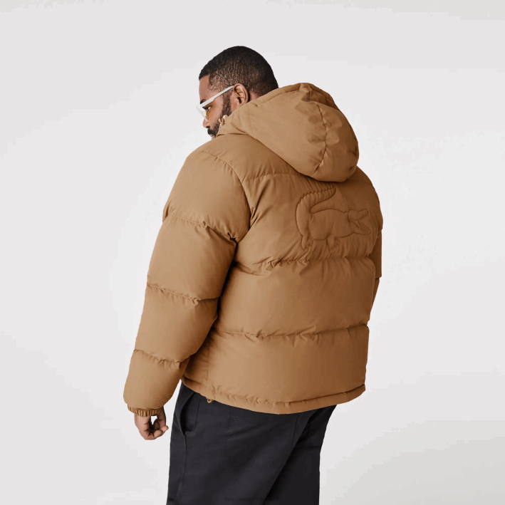 hombres Lacoste 6F241231 marrón z0w chamarra acolchada repelente al agua