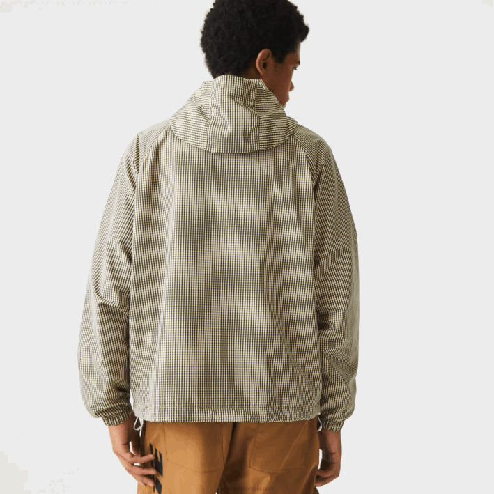 hombres Lacoste 6F241232 beige marino blanco caqui verde 87e chamarra de sarga a cuadros con capucha