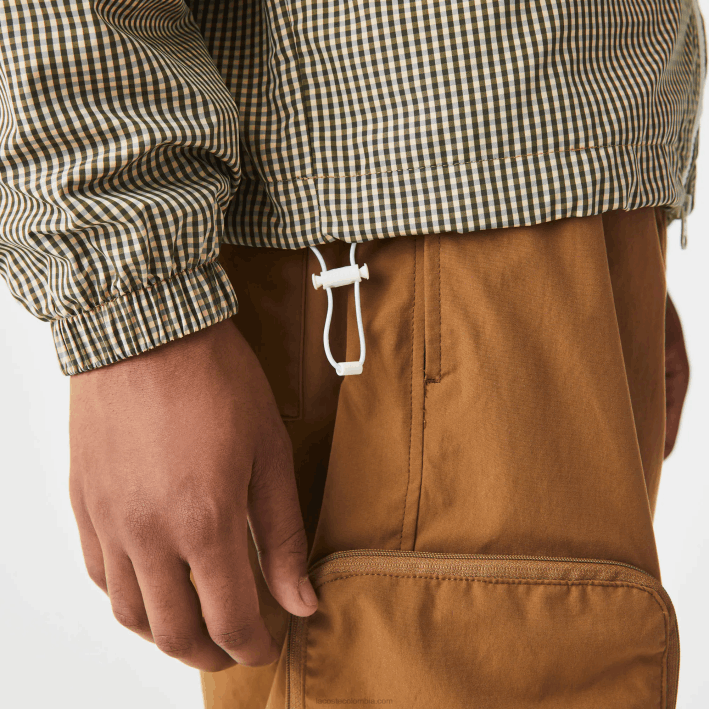 hombres Lacoste 6F241232 beige marino blanco caqui verde 87e chamarra de sarga a cuadros con capucha