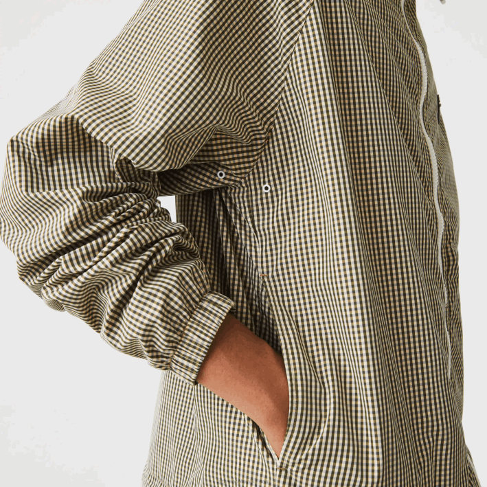 hombres Lacoste 6F241232 beige marino blanco caqui verde 87e chamarra de sarga a cuadros con capucha