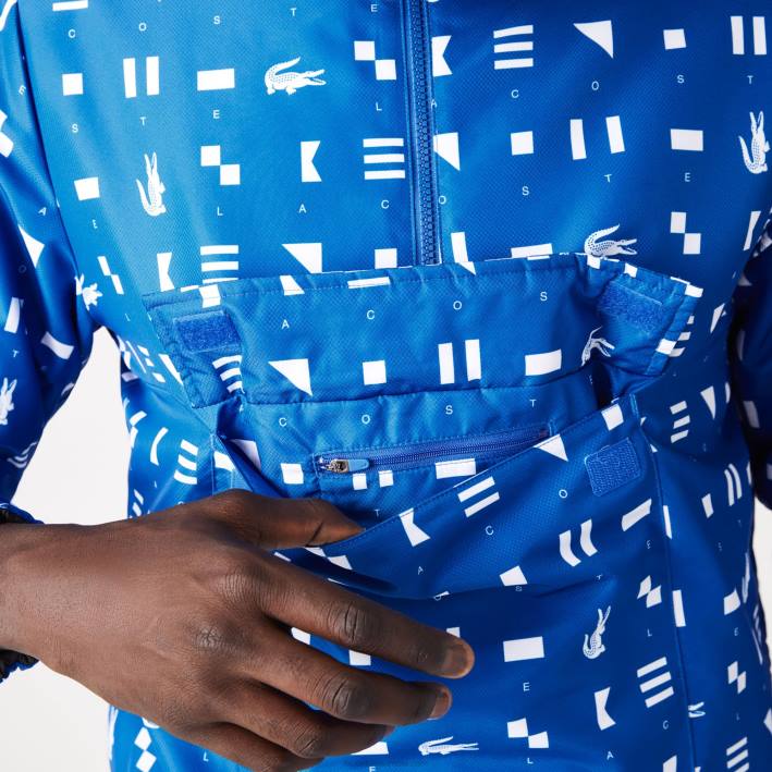 hombres Lacoste 6F241236 blanco negro azul sbm chamarra tenis sport reversible hidrorrepelente