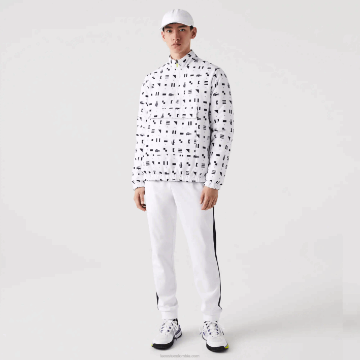 hombres Lacoste 6F241237 blanco azul marino 0l3 chamarra tenis sport reversible hidrorrepelente