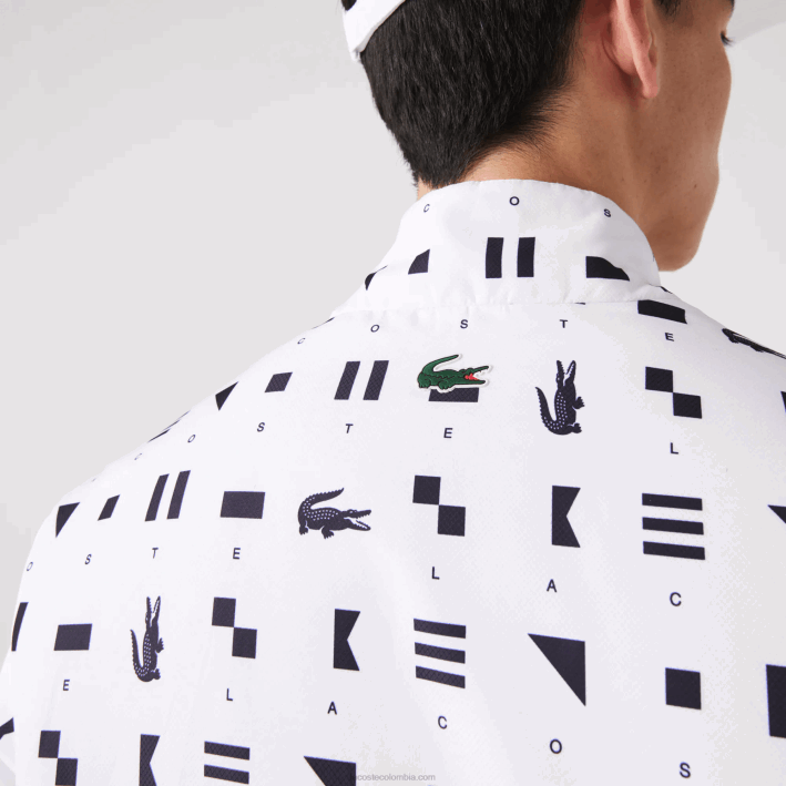hombres Lacoste 6F241237 blanco azul marino 0l3 chamarra tenis sport reversible hidrorrepelente