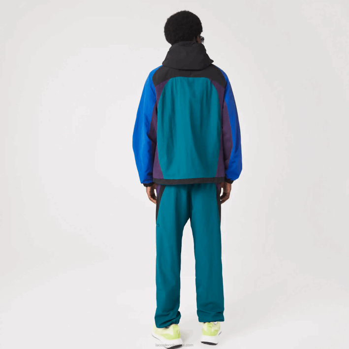 hombres Lacoste 6F241239 verde azul púrpura negro tr4 chamarra Heritage con diseño colour block