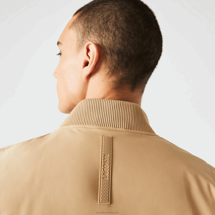 hombres Lacoste 6F241243 beige 02s chaqueta bomber acolchada con aislamiento