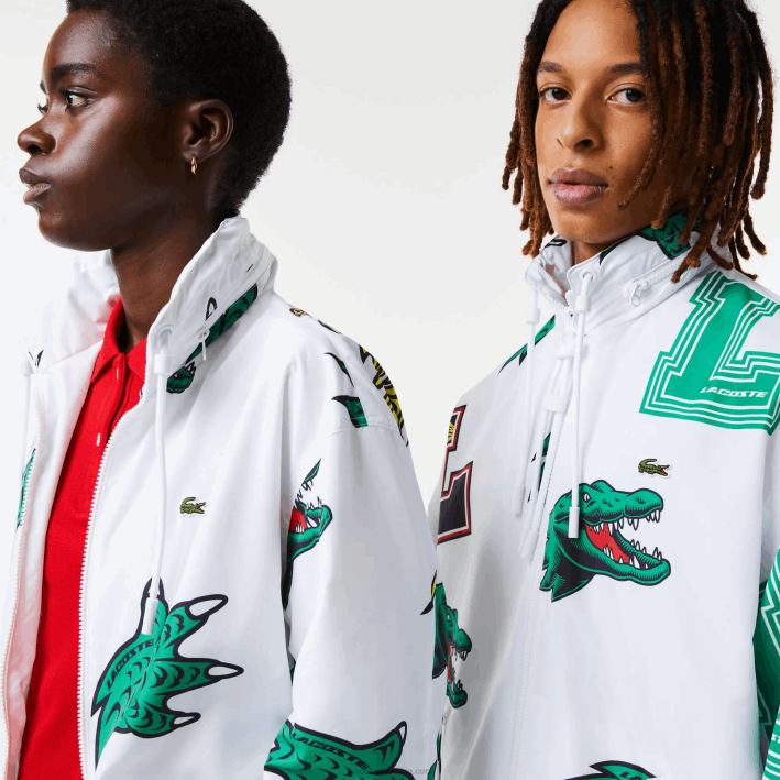 hombres Lacoste 6F241245 blanco sbh chaqueta de tafetán repelente al agua