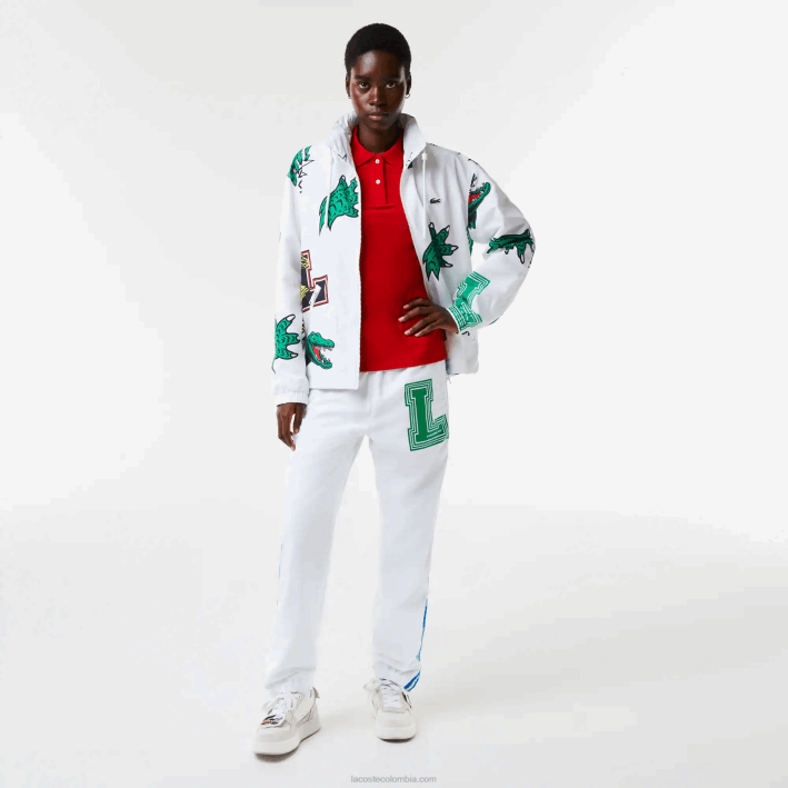 hombres Lacoste 6F241245 blanco sbh chaqueta de tafetán repelente al agua