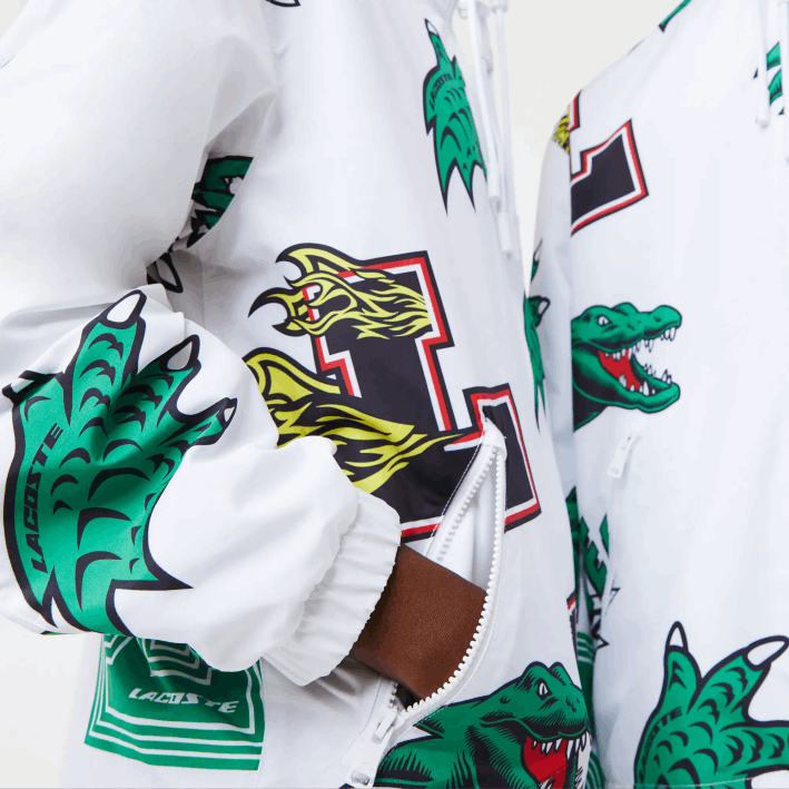 hombres Lacoste 6F241245 blanco sbh chaqueta de tafetán repelente al agua