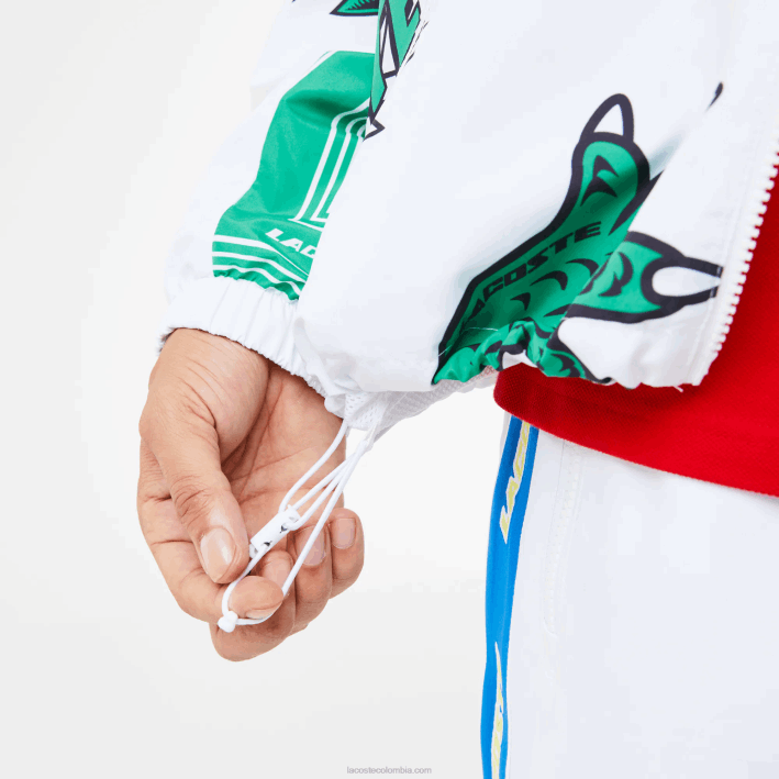 hombres Lacoste 6F241245 blanco sbh chaqueta de tafetán repelente al agua