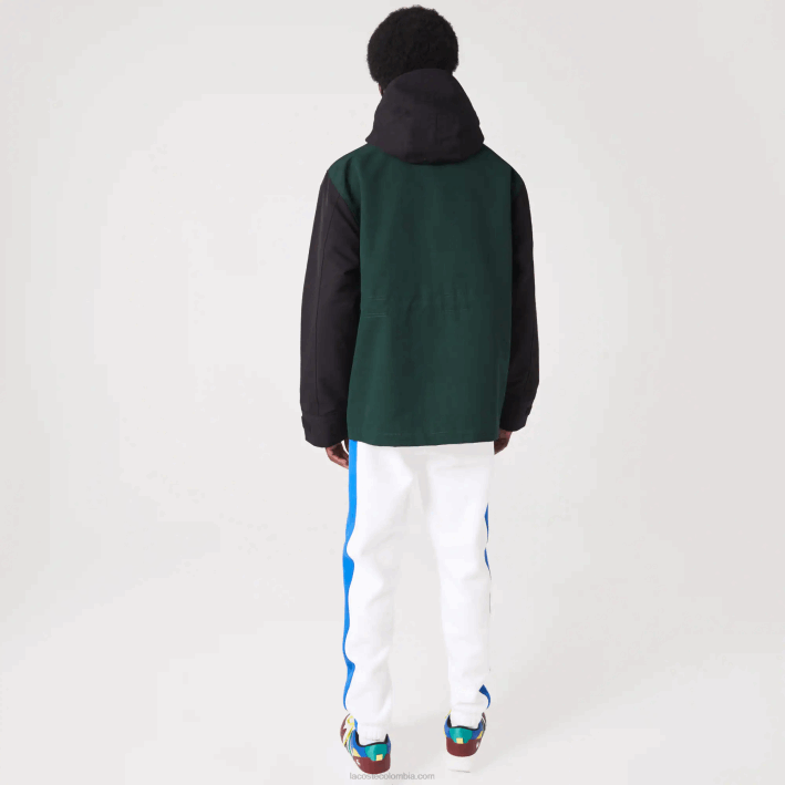 hombres Lacoste 6F241247 negro azul verde ndn chamarra de sarga con bloques de color repelente al agua