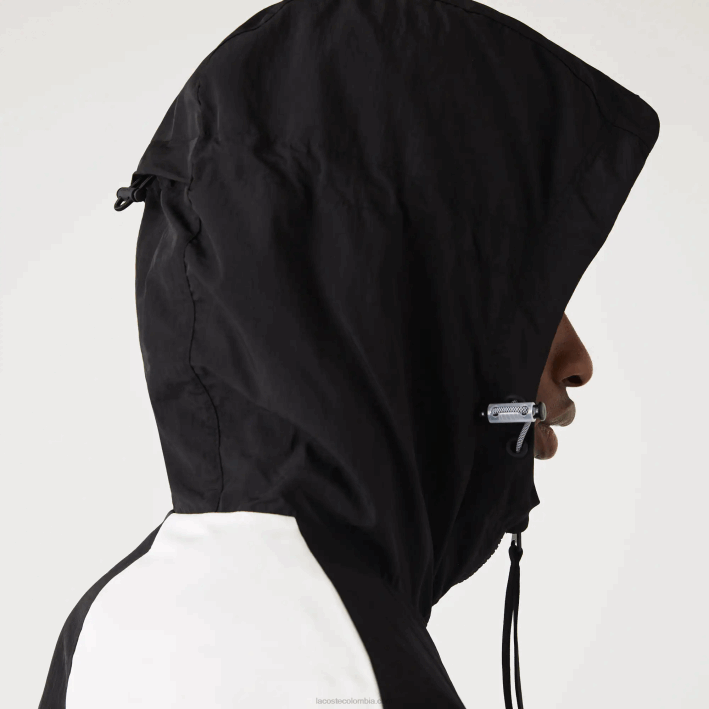 hombres Lacoste 6F241248 negro azul blanco se1 chaqueta con efecto patchwork