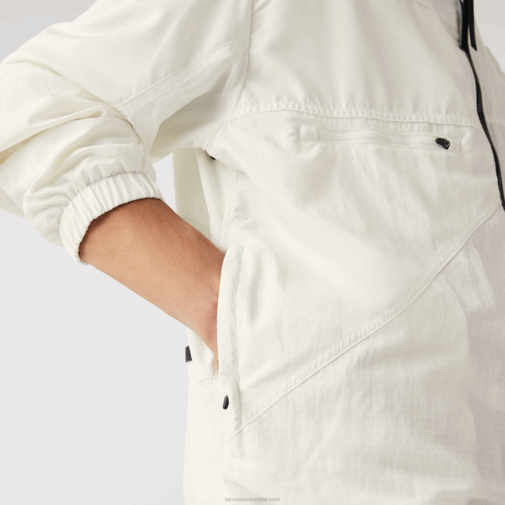hombres Lacoste 6F241249 blanco b5l chaqueta con efecto patchwork
