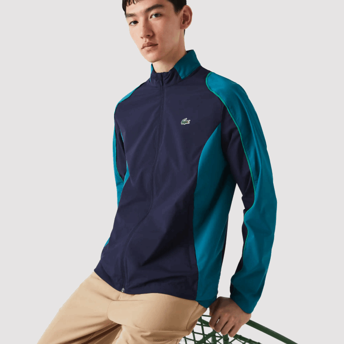 hombres Lacoste 6F241277 azul marino verde 6h2 chamarra de golf plegable deportiva