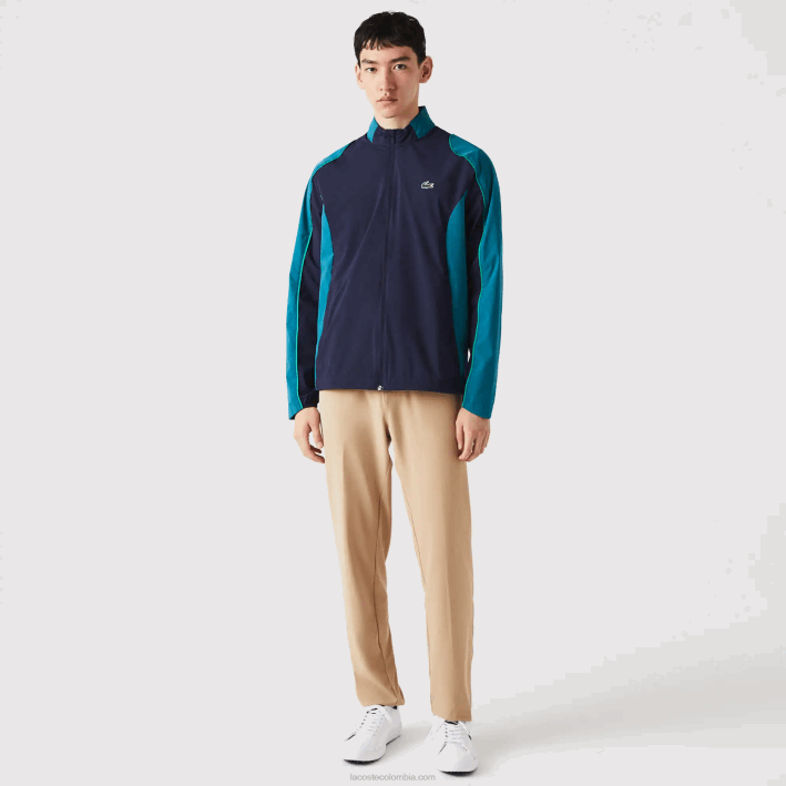 hombres Lacoste 6F241277 azul marino verde 6h2 chamarra de golf plegable deportiva