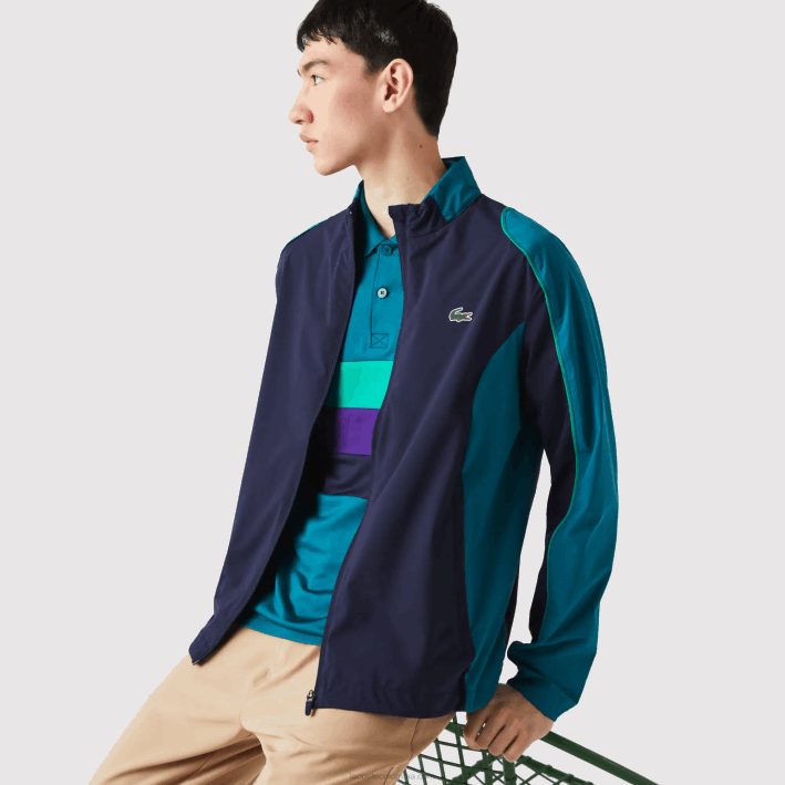 hombres Lacoste 6F241277 azul marino verde 6h2 chamarra de golf plegable deportiva