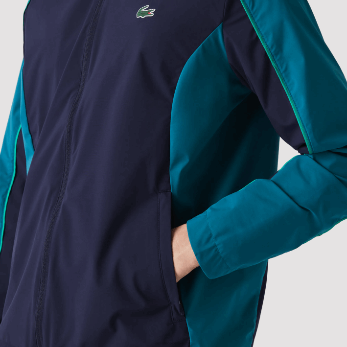 hombres Lacoste 6F241277 azul marino verde 6h2 chamarra de golf plegable deportiva