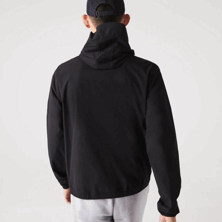 hombres Lacoste 6F241284 negro 031 chamarra ligera con capucha y cremallera