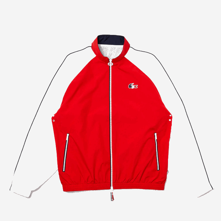 hombres Lacoste 6F241287 rojo blanco azul marino yy2 sport chaqueta con cremallera resistente al agua edición french sporting spirit