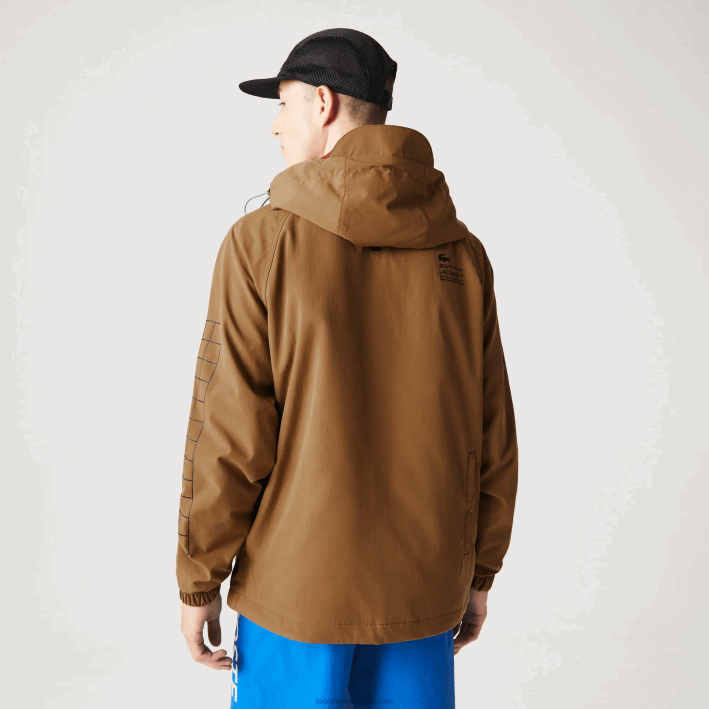hombres Lacoste 6F241293 marrón z0w chaqueta de sarga con logo