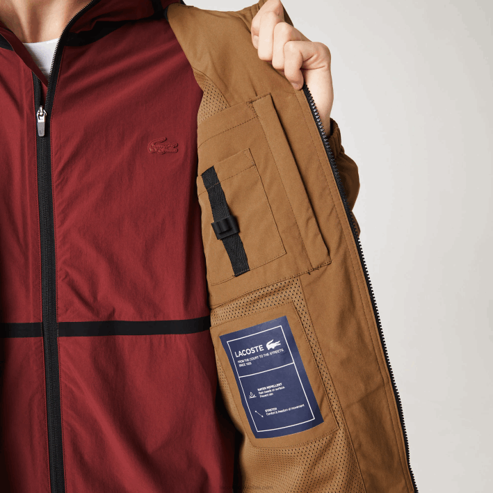 hombres Lacoste 6F241293 marrón z0w chaqueta de sarga con logo