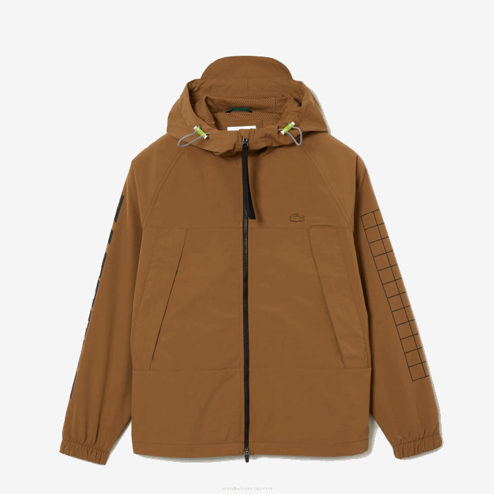 hombres Lacoste 6F241293 marrón z0w chaqueta de sarga con logo