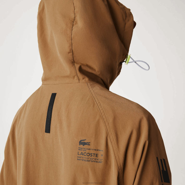 hombres Lacoste 6F241293 marrón z0w chaqueta de sarga con logo