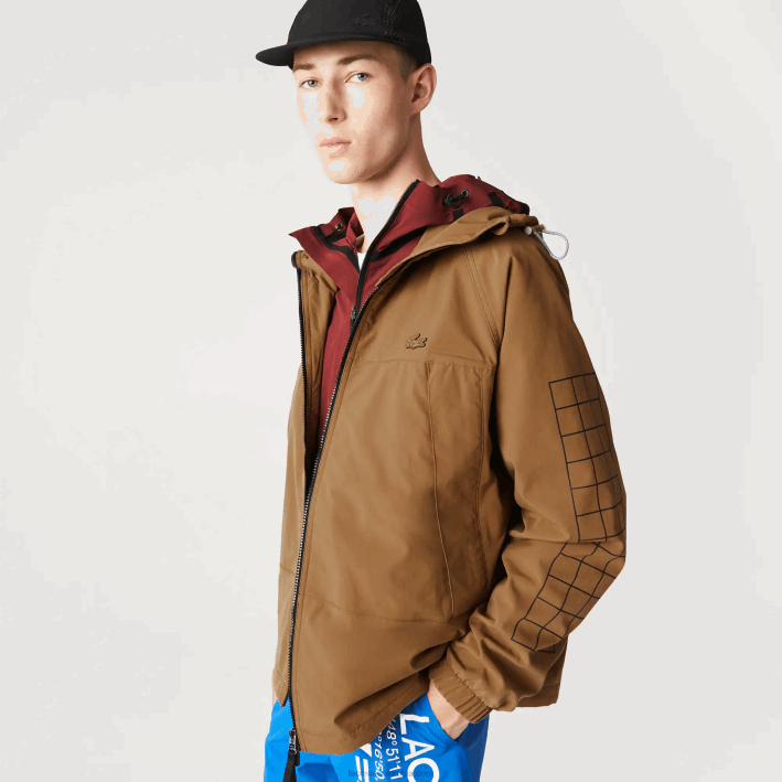 hombres Lacoste 6F241293 marrón z0w chaqueta de sarga con logo