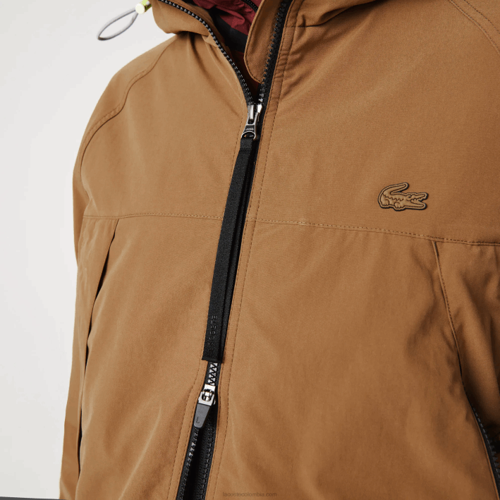 hombres Lacoste 6F241293 marrón z0w chaqueta de sarga con logo