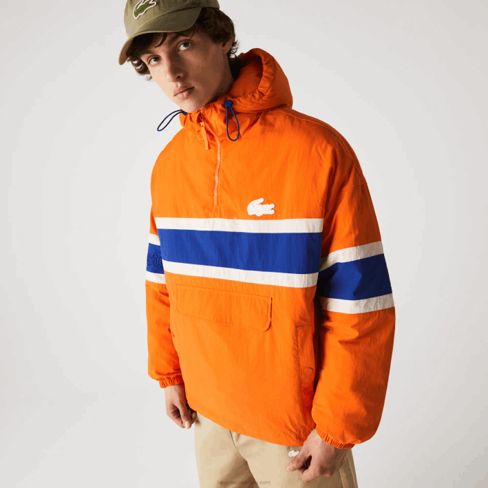 hombres Lacoste 6F241300 naranja azul beige 0d8 l!ve chamarra tipo jersey acolchada