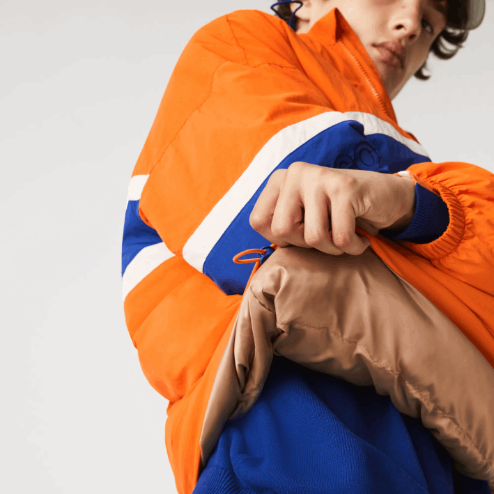 hombres Lacoste 6F241300 naranja azul beige 0d8 l!ve chamarra tipo jersey acolchada