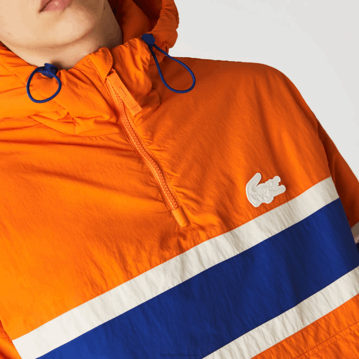 hombres Lacoste 6F241300 naranja azul beige 0d8 l!ve chamarra tipo jersey acolchada