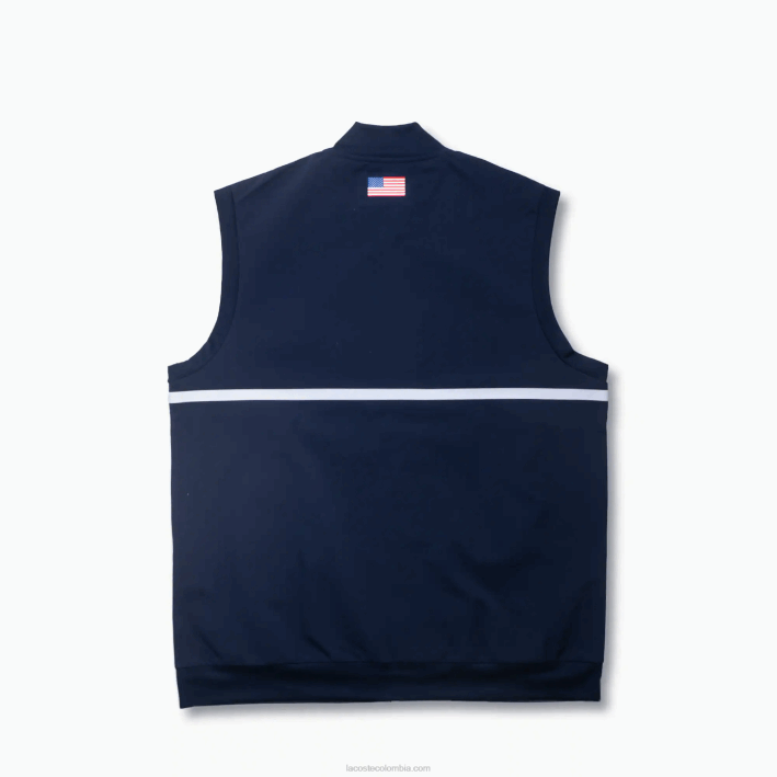 hombres Lacoste 6F241311 azul marino rojo blanco db3 chamarra deportiva con banda en contraste