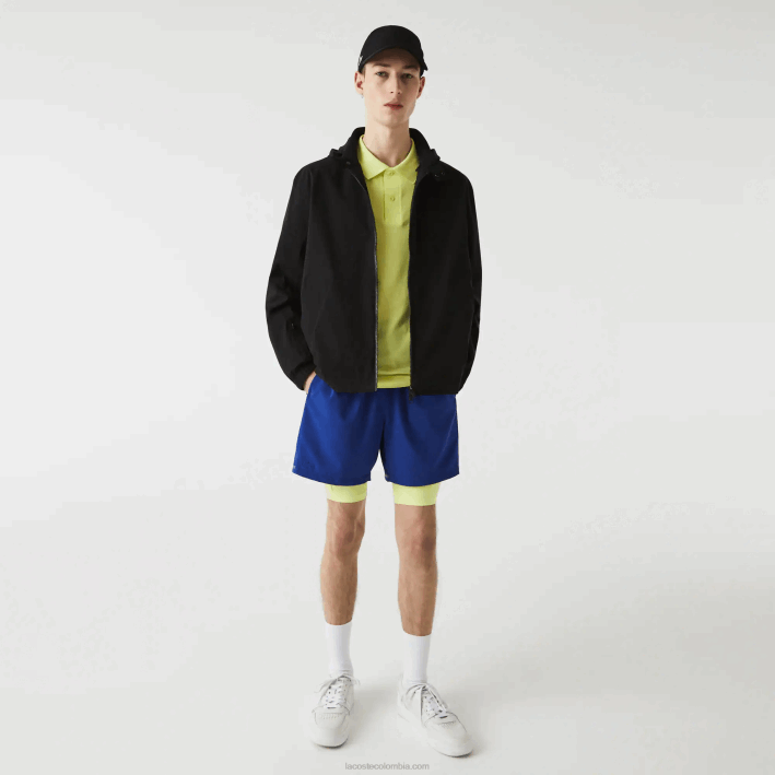 hombres Lacoste 6F241314 negro 031 chamarra corta resistente al agua con cremallera
