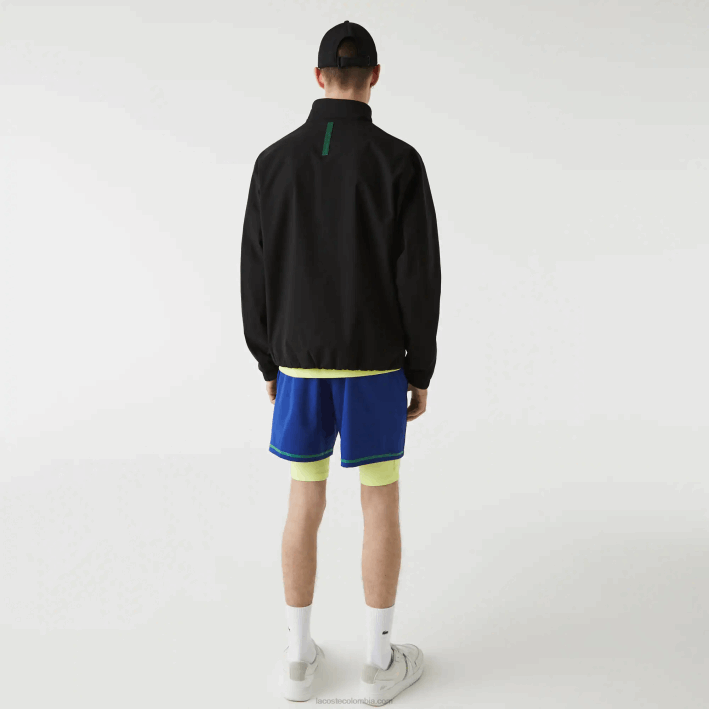 hombres Lacoste 6F241314 negro 031 chamarra corta resistente al agua con cremallera