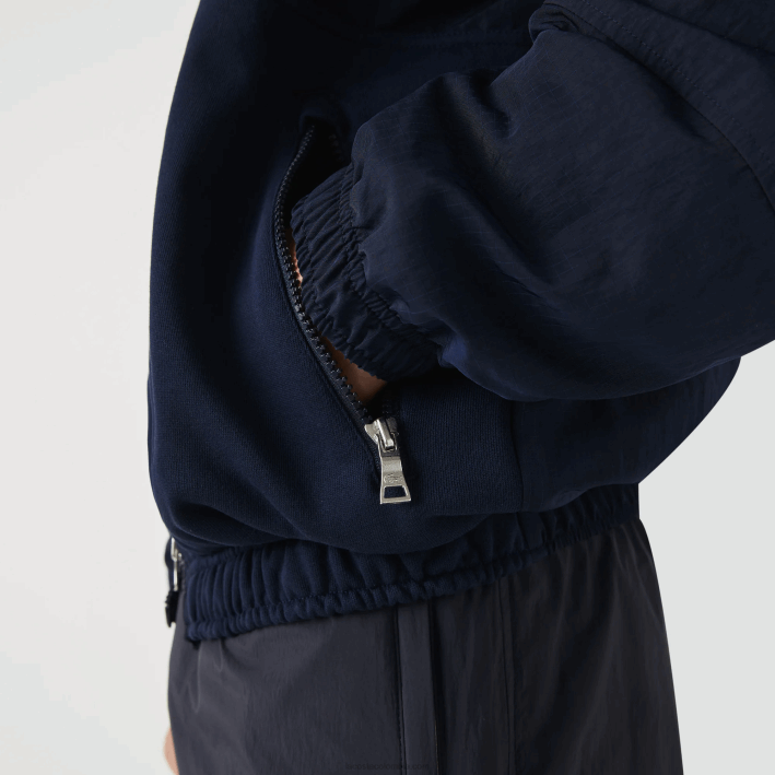 hombres Lacoste 6F241315 azul marino 5fs chamarra con cremallera y bloques de colores con logo gráfico en vivo