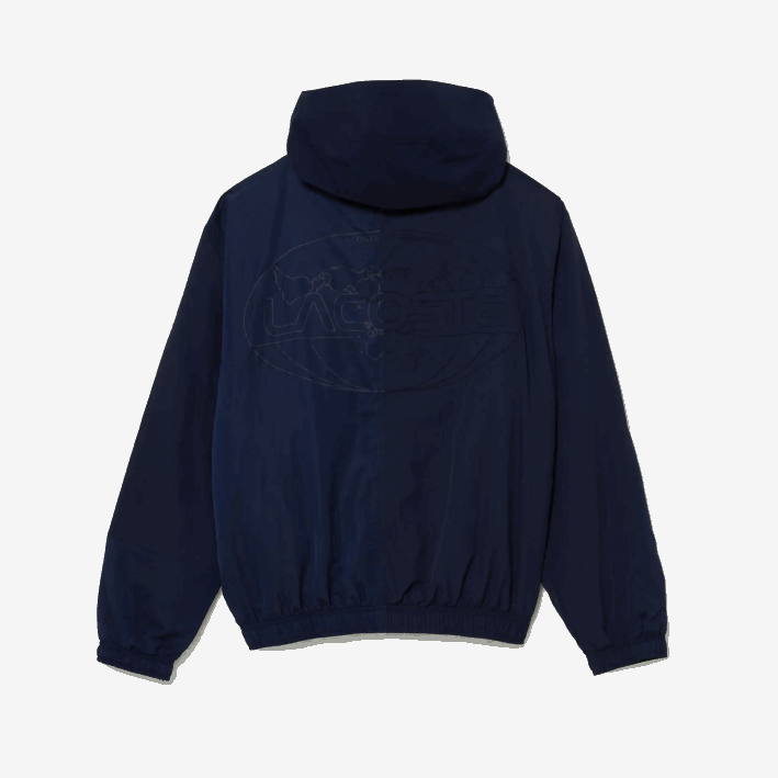 hombres Lacoste 6F241315 azul marino 5fs chamarra con cremallera y bloques de colores con logo gráfico en vivo