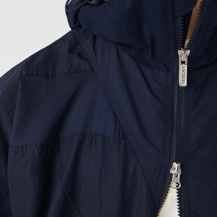 hombres Lacoste 6F241315 azul marino 5fs chamarra con cremallera y bloques de colores con logo gráfico en vivo