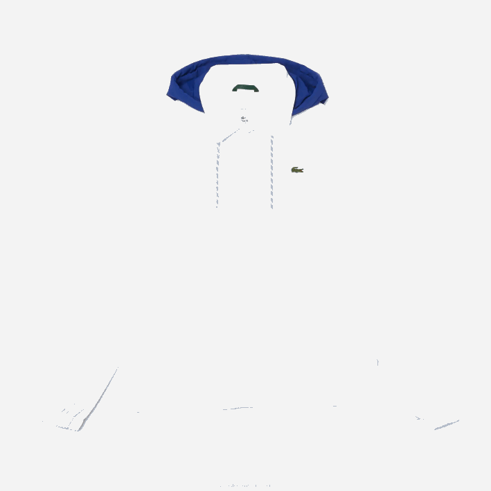 hombres Lacoste 6F241316 eme blanco azul chamarra con botones y capucha en contraste