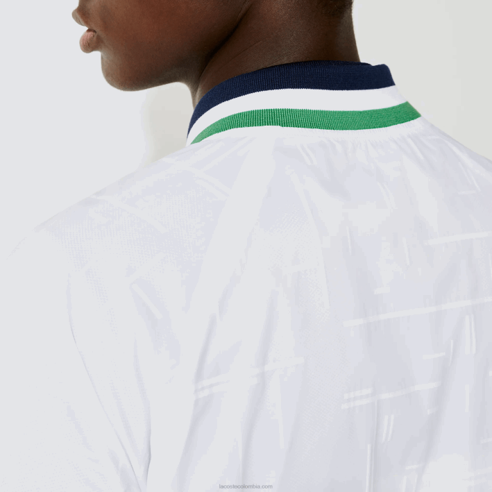 hombres Lacoste 6F241321 blanco azul marino blanco verde gqe chamarra deportiva ligera resistente al agua