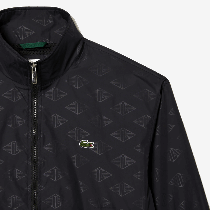 hombres Lacoste 6F24377 negro 031 chamarra deportiva con monograma estampado